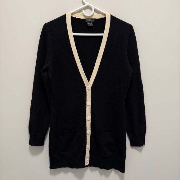 Lord & Taylor Cashmere Cardigan Sweater Medium Quiet Luxury Preppy Old Money - Picture 2 of 5